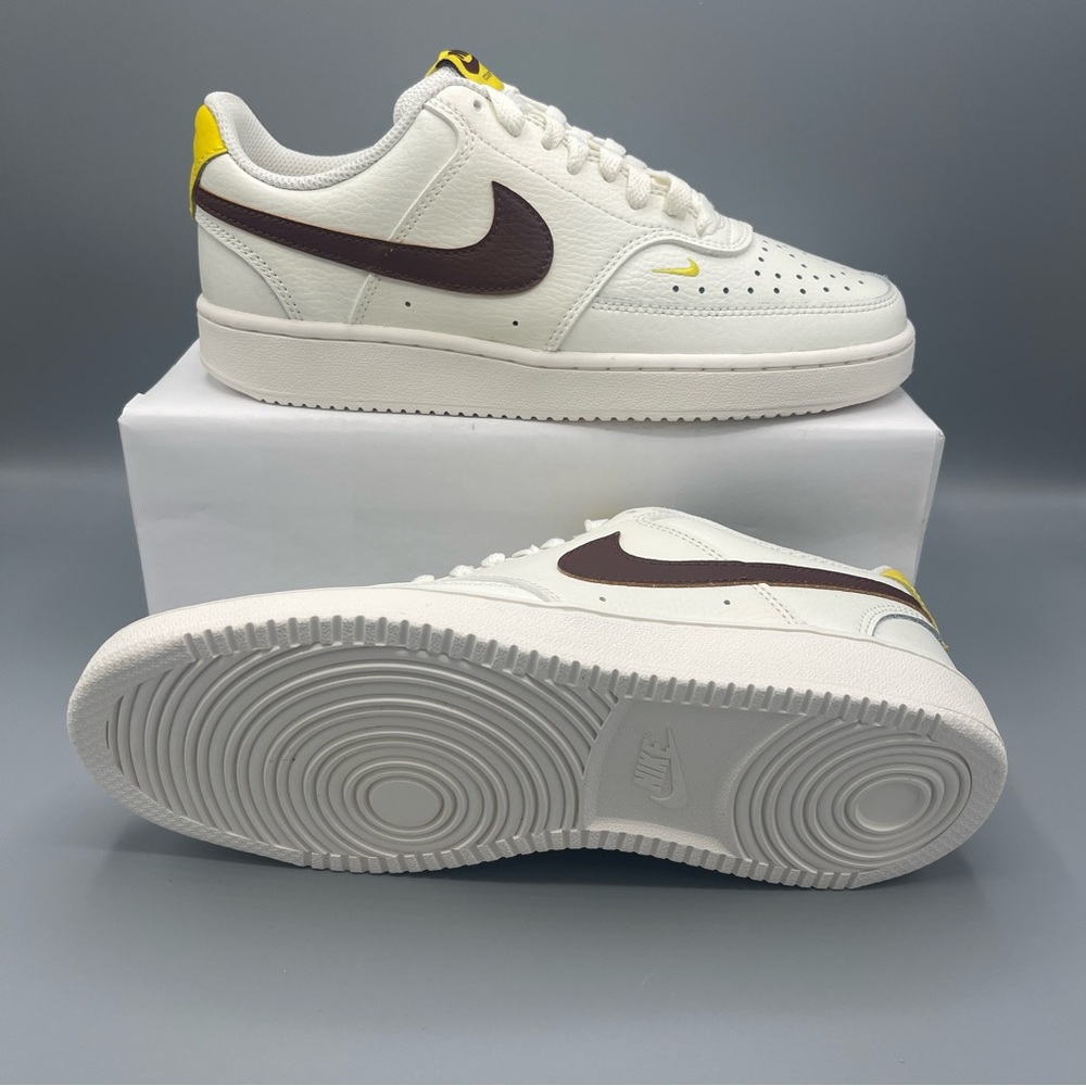 Chic and Comfortable: Nike Women's Court Vision Low - Sail/Yellow/Brown Size 8.5 - Picture 14 of 14